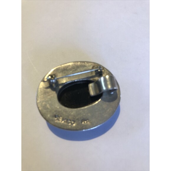 Mexico Sterling Silver 925 Large Oval Black Onyx Brooch or Pendant Gorgeous - Picture 4 of 7